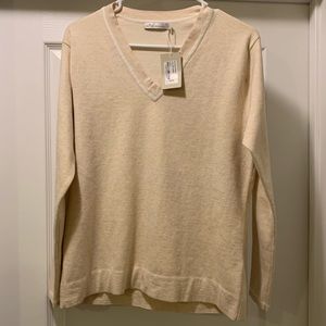 Peter Millar cream V neck sweater size large